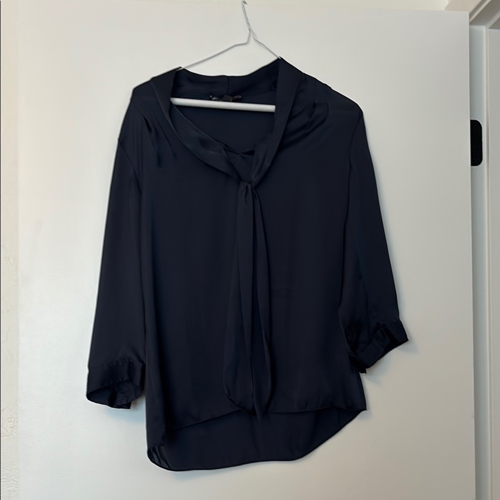 Banana Republic Black Sailor Collar Tie Front Blouse